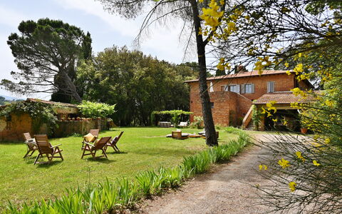 Casale Il Rondò, Private Pool, Città della Pieve: Shrub, Home, House, Cottage, Garden, Estate, Backyard, Lawn, Farmhouse