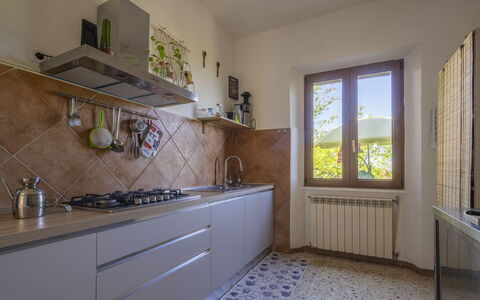 La Torre sul Ponte, Seaview, Garden: Kitchen, Kitchen Appliance, Major Appliance, Interior Design, Wood, Countertop, Flooring, Home Appliance, Kitchen Stove, Room