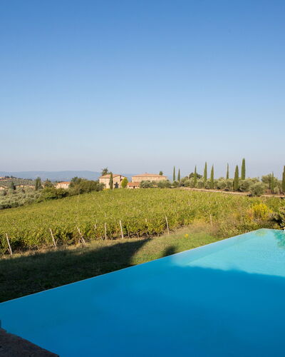 Podere Sangiovese, Pool and View in Chianti: Blue, Swimming Pool, Resort, Hacienda, Villa, Hotel, Eco Hotel, Resort Town
