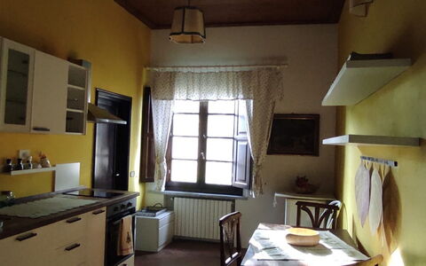 Villa Luce San Miniato: Furniture, Interior Design, Flooring, Wood, Floor, Room, Ceiling, Lighting, Kitchen, Kitchen Appliance