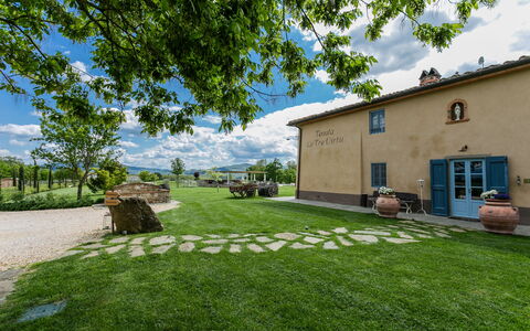 Le Tre Virtù Luxury Relais, Private Pool, Mugello: Lawn, Garden, Estate, Farmhouse, Yard, Outdoor Furniture, Backyard, Villa