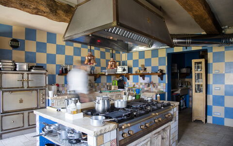 Le Tre Virtù Luxury Relais, Private Pool, Mugello: Kitchen, Countertop, Kitchen Stove, Interior Design, Lighting, Furniture, Kitchen Appliance, Major Appliance, Gas Stove, Stove