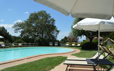 Agriturismo Bellavista, Private Pool, Val D'Orcia: Swimming Pool, Outdoor Furniture, Furniture, Resort, Shade, Garden, Eco Hotel, Sunlounger, Outdoor Table, Landscaping