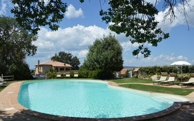 Agriturismo Bellavista, Private Pool, Val D'Orcia: Swimming Pool, Outdoor Furniture, Estate, Resort, Hacienda, Eco Hotel, Garden, Farmhouse, Shade, Villa