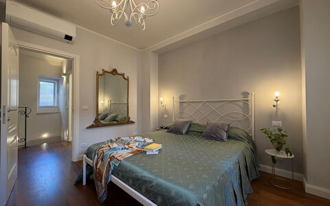 Casa Amandoli: Interior Design, Furniture, Bed, Bedroom, Flooring, Floor, Room, Ceiling, Bed Sheet, Wood
