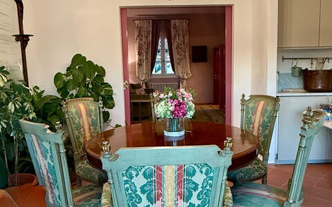 Villa Elisa: Furniture, Interior Design, Dining Room, Wood, Table, Chair, Flooring, Floor, Kitchen & Dining Room Table, Lighting