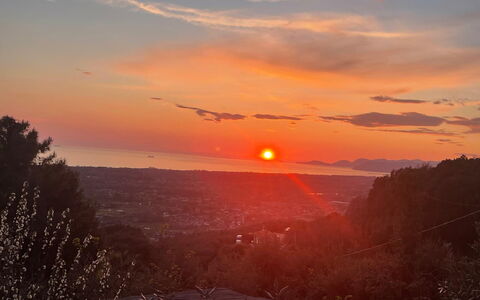 Villa Il Giardino: Sky, Sun, Afterglow, Daytime, Nature, Horizon, Sunset, Orange, Dusk, Branch