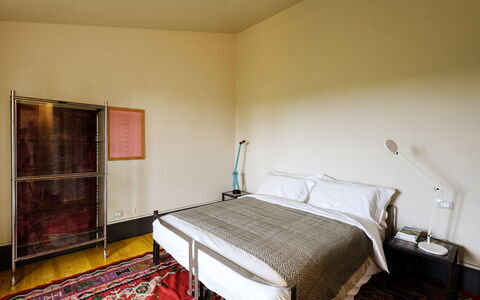 Villa Dedalo: Furniture, Flooring, Interior Design, Floor, Wall, Wood, Bedroom, Bed, Bed Sheet, Lighting