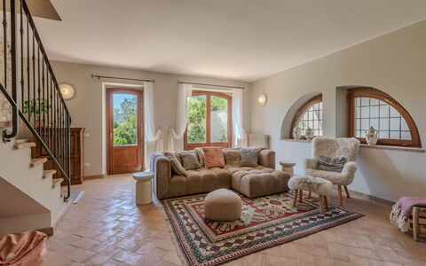 Casale Nido: Furniture, Wall, Flooring, Interior Design, Wood, Floor, Lighting, Couch, Home, Living Room