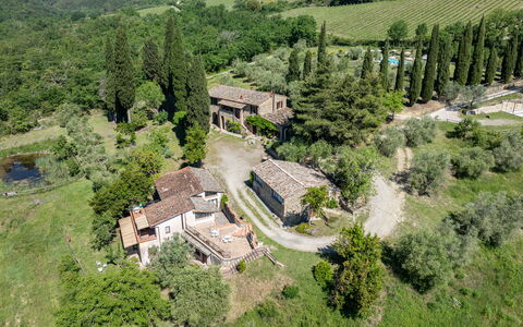 Podere le Lune with Pool, San Gimignano: House, Home, Shrub, Landscape, Roof, Rural Area, Cottage, Land Lot, Estate, Plant Community