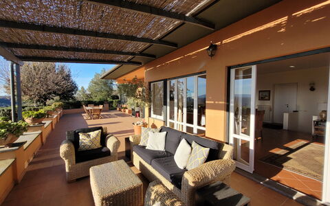 Villa El Olivar: Furniture, Chair, Shade, Outdoor Furniture, Home, Porch, Balcony, Couch, Eco Hotel, Wood Stain