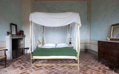 Villa Il Casalino, Florentine Hills with Pool: Furniture, Interior Design, Flooring, Floor, Bedroom, Bed, Canopy Bed, Lighting, Bed Frame