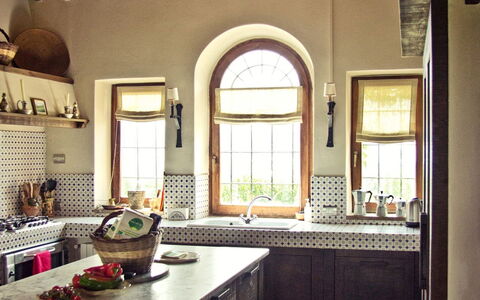 Villa Selvamica: Furniture, Interior Design, Wall, Flooring, Wood, Ceiling, Kitchen, Floor, Lighting, Home