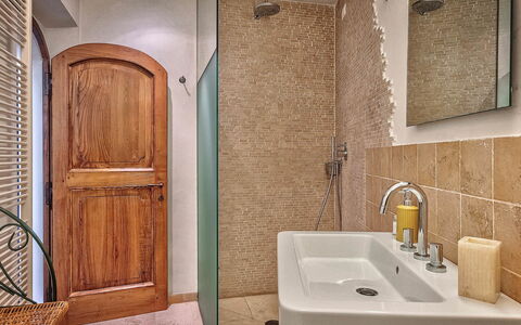 Villa Church: Bathroom, Plumbing Fixture, Wall, Flooring, Interior Design, Sink, Floor, Wood, Bathroom Sink, Tap
