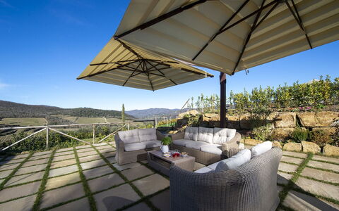 Villa Serena: Outdoor Furniture, Furniture, Chair, Umbrella, Outdoor Table, Shade, Flagstone, Eco Hotel, Garden, Patio