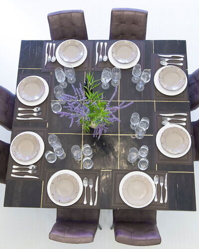 Villa del Fattore: Furniture, Table, Tableware, Dining Room, Kitchen & Dining Room Table, Chair, Serveware, Dishware, Natural Material, Plate