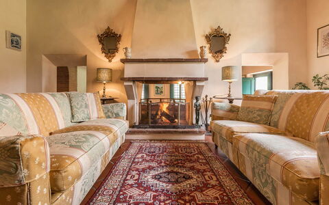 Villa Il Castagno: Furniture, Wall, Interior Design, Couch, Flooring, Living Room, Floor, Room, Lighting, Home