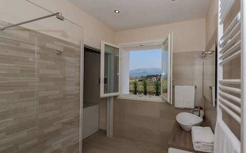 Villa Monsummano: Flooring, Floor, Interior Design, Plumbing Fixture, Ceiling, Lighting, Home, Room, Plumbing, Bathroom