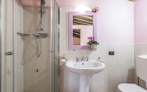 Villa Panorama: Bathroom, Plumbing Fixture, Interior Design, Bathroom Sink, Sink, Flooring, Floor, Pink, Plumbing, Tap