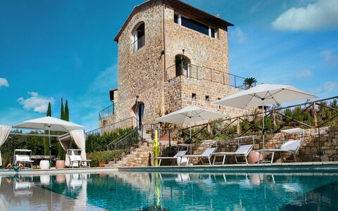 Villa Torre del Chianti: Swimming Pool, Resort, Estate, Umbrella, Villa, Resort Town, Outdoor Furniture, Sunlounger, Eco Hotel, Hotel
