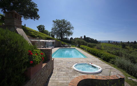 Villa Chianti: Swimming Pool, Landscape, Garden, Landscaping, Estate, Water Feature, Backyard, Yard, Flagstone, Hacienda