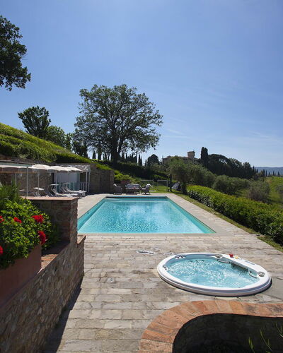 Villa Chianti: Swimming Pool, Landscape, Garden, Landscaping, Estate, Water Feature, Backyard, Yard, Flagstone, Hacienda