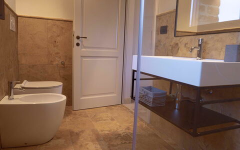 Villa Ripa: Flooring, Floor, Bathroom, Wall, Plumbing Fixture, Interior Design, Bathroom Sink, Plumbing, Sink, Tap