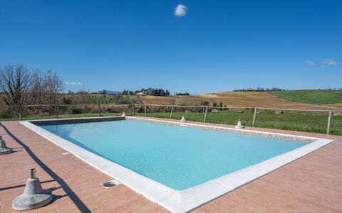 Il Giuncheto Apartments, Pool, Umbrian Countryside: Swimming Pool, Composite Material, Shade, Resort, Thermae, Water Feature, Tile, Outdoor Furniture, Hacienda, Villa