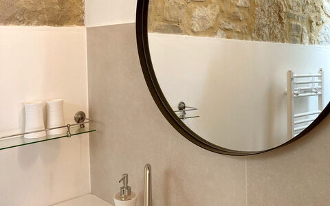 Villa Ombrone: Wall, Mirror, Plumbing Fixture, Interior Design, Bathroom, Bathroom Sink, Plumbing, Tap, Sink, Tile