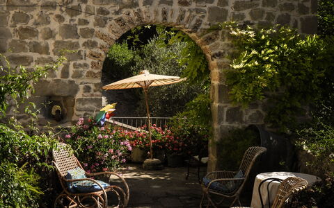 Agriturismo Arcera: Flowerpot, Furniture, Garden, Houseplant, Outdoor Furniture, Chair, Flagstone, Courtyard, Outdoor Table