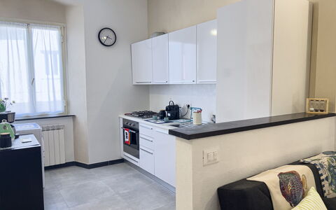 Casa Nanai - Levanto: Kitchen Appliance, Kitchen, Countertop, Major Appliance, Furniture, Flooring, Interior Design, Wood, Cabinetry, Floor