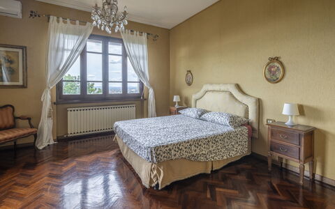 Villa Golly: Furniture, Bed, Interior Design, Bedroom, Wall, Flooring, Floor, Bed Sheet, Bedding, Room