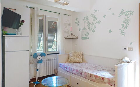 La Casa Azzurra: Furniture, Interior Design, Wall, Floor, Bedroom, Wood, Room, Flooring, Lighting, Bed