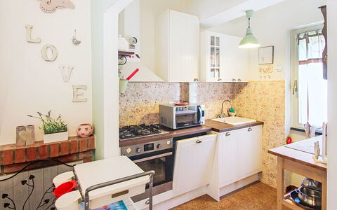 La Casa Azzurra: Interior Design, Major Appliance, Flooring, Kitchen, Furniture, Wood, Ceiling, Kitchen Appliance, Floor, Countertop