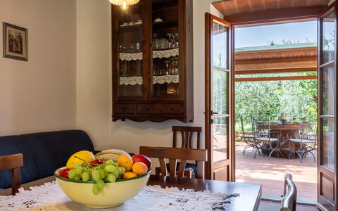 Il Cipresso, Casa Lucia, Cortona: Furniture, Wood, Interior Design, Table, Flooring, Dining Room, Kitchen & Dining Room Table, Chair, Floor, Lighting
