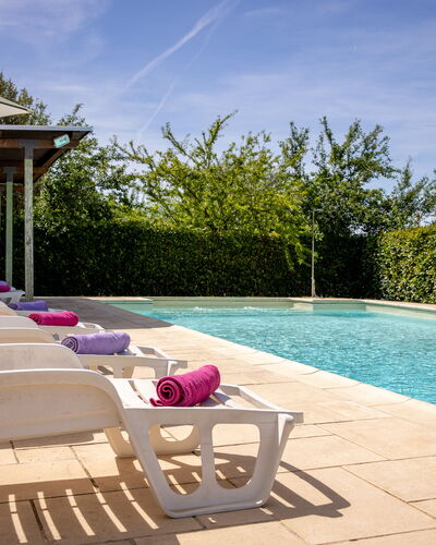 Il Cipresso, Casa Lucia, Cortona: Swimming Pool, Outdoor Furniture, Furniture, Composite Material, Garden, Shade, Resort, Umbrella, Landscaping, Chair