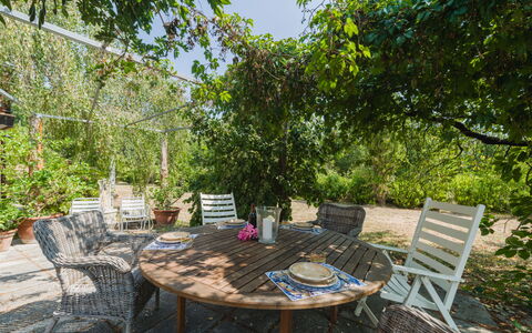 Gli Oleandri di Grazia: Furniture, Outdoor Furniture, Table, Chair, Outdoor Table, Shrub, Kitchen & Dining Room Table, Garden, Shade, Backyard