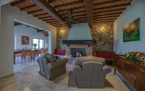 La Calcinaia Country House, Bucine: Furniture, Interior Design, Wall, Flooring, Wood, Ceiling, Floor, Chair, Couch, Living Room