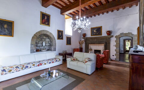 Torre di Paciano 10+2: Furniture, Interior Design, Wall, Flooring, Floor, Ceiling, Table, Room, Lighting, Living Room