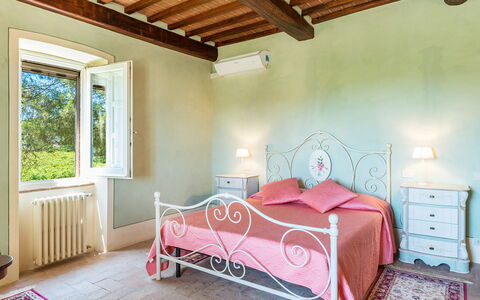 Villa Pucci 12: Furniture, Pink, Bedroom, Bed, Bedding, Bed Sheet, Linens, Bed Frame, Hotel, Paint