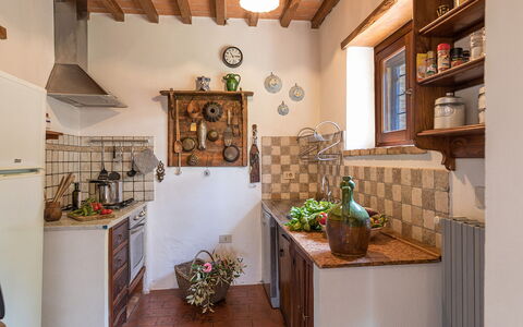 I Mandorli 8: Wood, Kitchen, Interior Design, Flooring, Furniture, Countertop, Home, Kitchen Appliance, Cabinetry, Room