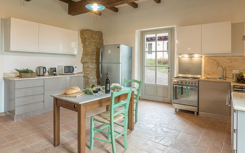 Il Colle di Donna Ilaria 12: Furniture, Kitchen, Interior Design, Flooring, Wall, Kitchen Appliance, Countertop, Wood, Cabinetry, Floor