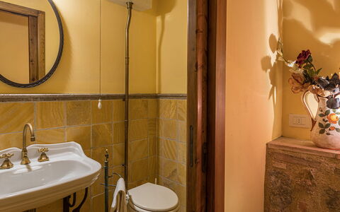 Villa Il Foramasso 10+2: Bathroom Sink, Interior Design, Wall, Plumbing Fixture, Bathroom, Flooring, Sink, Mirror, Floor, Tap