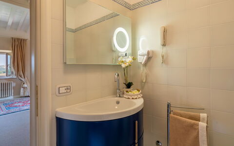 Tenuta di Pratello 24: Interior Design, Flooring, Floor, Room, Furniture, Lighting, Home, Plumbing Fixture, Ceiling, Tap
