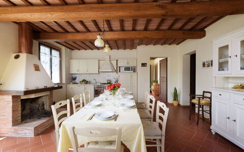 L'Ovile 8: Furniture, Interior Design, Flooring, Wall, Wood, Table, Dining Room, Ceiling, Kitchen & Dining Room Table, Chair