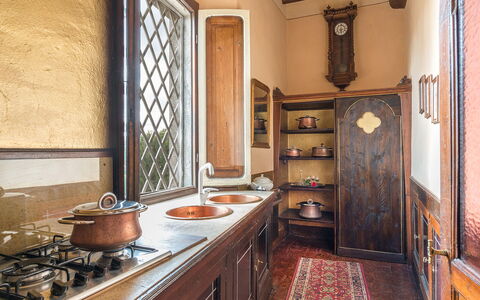 Villa delle Sophore 12: Wood, Interior Design, Brown, Flooring, Cabinetry, Door, Wood Stain, Kitchen, Countertop, Cupboard