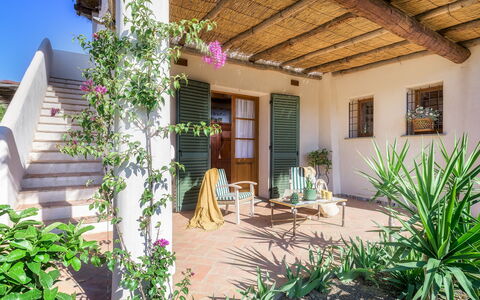 Villa Zaca 6: Flowerpot, Home, Garden, Door, Shade, Houseplant, Landscaping, Hacienda, Backyard