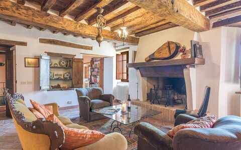 Podere le Corone 14: Furniture, Wall, Wood, Interior Design, Home, Flooring, Ceiling, House, Living Room, Room