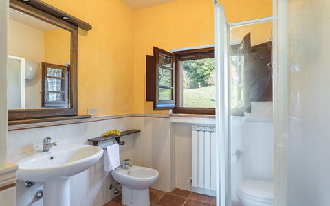 Podere le Corone 14: Interior Design, Flooring, Ceiling, Room, Floor, Lighting, Furniture, Home, Plumbing Fixture, Door