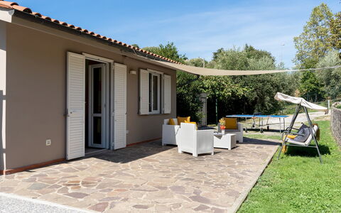 Villa Cristina 3: Outdoor Furniture, Home, Roof, Shade, Door, Cottage, Chair, Porch, Outdoor Table, Backyard